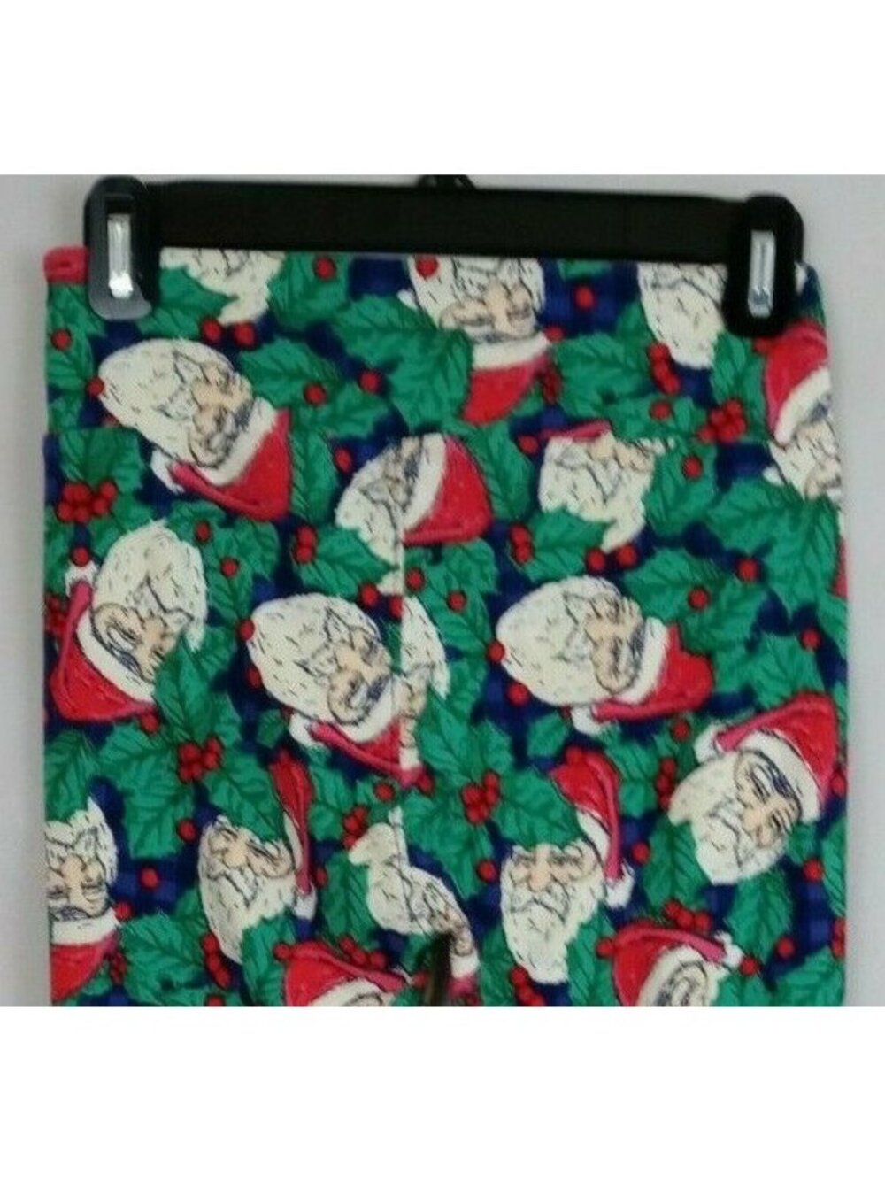 New LuLaRoe One Size Christmas Leggings W/ Santa Claus Heads & Mistletoe Design